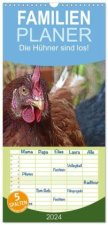 Familienplaner 2024 - Die Hühner sind los! mit 5 Spalten (Wandkalender, 21 x 45 cm) CALVENDO