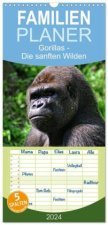 Familienplaner 2024 - Gorillas - Die sanften Wilden mit 5 Spalten (Wandkalender, 21 x 45 cm) CALVENDO