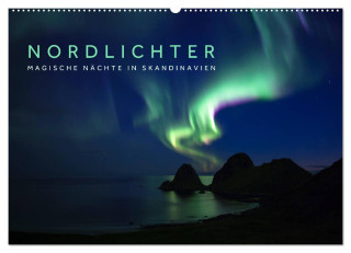 Nordlichter - Magische Nächte in Skandinavien (Wandkalender 2024 DIN A2 quer), CALVENDO Monatskalender