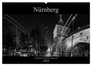 Nürnberg - Ansichten in schwarz und weiß (Wandkalender 2024 DIN A2 quer), CALVENDO Monatskalender