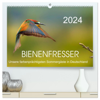 Bienenfresser, unsere farbenprächtigsten Sommergäste in Deutschland (hochwertiger Premium Wandkalender 2024 DIN A2 quer), Kunstdruck in Hochglanz