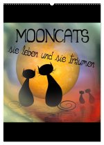 Mooncats - sie leben und sie träumen (Wandkalender 2024 DIN A2 hoch), CALVENDO Monatskalender
