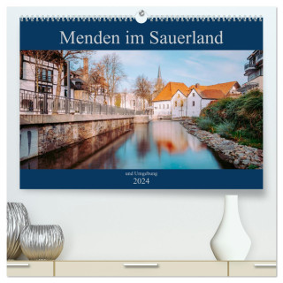 Menden im Sauerland und Umgebung (hochwertiger Premium Wandkalender 2024 DIN A2 quer), Kunstdruck in Hochglanz