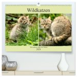 Wildkatzen - Die lautlosen Jäger des Waldes (hochwertiger Premium Wandkalender 2024 DIN A2 quer), Kunstdruck in Hochglanz