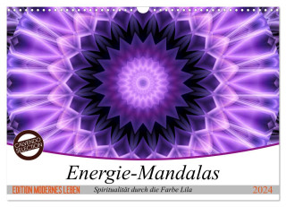 Energie - Mandalas, Spiritualität durch die Farbe Lila (Wandkalender 2024 DIN A3 quer), CALVENDO Monatskalender