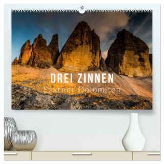 Drei Zinnen. Sextner Dolomiten (hochwertiger Premium Wandkalender 2024 DIN A2 quer), Kunstdruck in Hochglanz