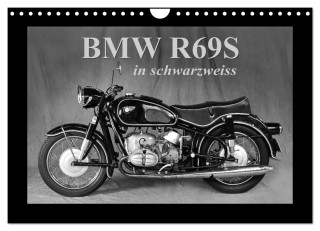 BMW R69S in schwarzweiss (Wandkalender 2024 DIN A4 quer), CALVENDO Monatskalender