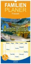 Familienplaner 2024 - Anglerglück - den Fisch am Haken mit 5 Spalten (Wandkalender, 21 x 45 cm) CALVENDO