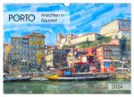 Porto - Ansichten in Aquarell (Wandkalender 2024 DIN A3 quer), CALVENDO Monatskalender
