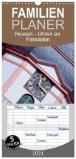 Familienplaner 2024 - Hessen - Uhren an Fassaden mit 5 Spalten (Wandkalender, 21 x 45 cm) CALVENDO