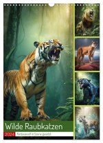Wilde Raubkatzen (Wandkalender 2024 DIN A3 hoch), CALVENDO Monatskalender