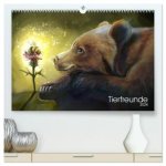 Tierfreunde (hochwertiger Premium Wandkalender 2024 DIN A2 quer), Kunstdruck in Hochglanz