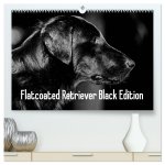 Flatcoated Retriever Black Edition (hochwertiger Premium Wandkalender 2024 DIN A2 quer), Kunstdruck in Hochglanz