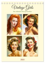 Vintage Girls. Die schönsten Pin-up Gesichter (Tischkalender 2024 DIN A5 hoch), CALVENDO Monatskalender