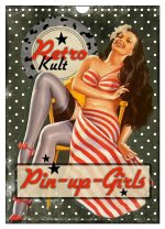 Retro Kult Pin-up-Girls (Wandkalender 2024 DIN A4 hoch), CALVENDO Monatskalender