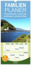 Familienplaner 2024 - Neuseeland, Land der endlosen Landschaften mit 5 Spalten (Wandkalender, 21 x 45 cm) CALVENDO