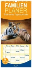 Familienplaner 2024 - Sibirische Tigerportraits mit 5 Spalten (Wandkalender, 21 x 45 cm) CALVENDO
