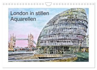 London in stillen Aquarellen (Wandkalender 2024 DIN A4 quer), CALVENDO Monatskalender