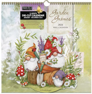 Garden Gnomes 2024 12x12 Die-Cut Spiral Calendar