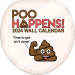 Poo Happens 2024 12x12 Die Cut Wall Calendar