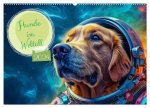 Hunde im Weltall (Wandkalender 2024 DIN A2 quer), CALVENDO Monatskalender