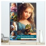 Die Drachenkinder. Eine magische Reise ins Reich der Fantasie (hochwertiger Premium Wandkalender 2024 DIN A2 hoch), Kunstdruck in Hochglanz