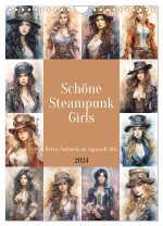 Schöne Steampunk Girls. Retro-Ästhetik im Aquarell-Stil (Wandkalender 2024 DIN A4 hoch), CALVENDO Monatskalender