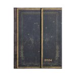 Arabica (Old Leather Collection) Ultra Vertical 12-month Dayplanner 2024 (Wrap Closure)