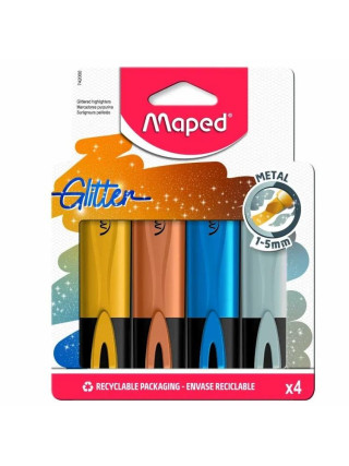 Zakreślacz fluo peps metaliczny brokat Maped 4 kolory