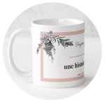 Mug Motif fleuri noir et cadre rose
