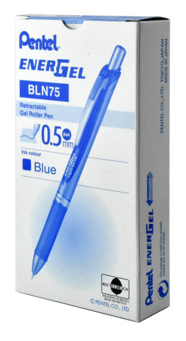Cienkopis kulkowy 0,5 mm EnerGel BLN75 niebieski 12 szt.