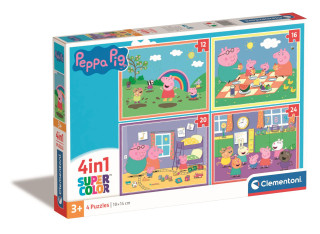 Puzzle 4w1 super color Peppa Pig 21516 (Hračka)