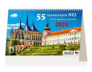 55 turistických nej Čech, Moravy a Slezska - stolní kalendář 2024