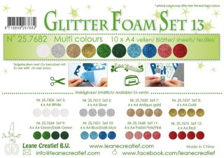 LEANE Speciální pěnová guma na výrobu květin A4 - Glitter různé barvy 10 ks