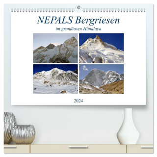 NEPALS Bergriesen im grandiosen Himalaya (hochwertiger Premium Wandkalender 2024 DIN A2 quer), Kunstdruck in Hochglanz