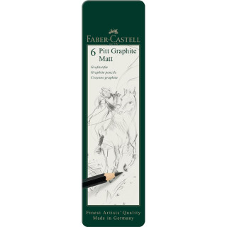Ołówek artystyczny Pitt Graphite matt 6 szt opakowanie metalowe