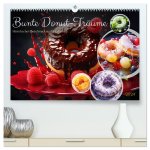 Bunte Donut-Träume - Himmlischer Geschmack aus Krapfenteig (hochwertiger Premium Wandkalender 2024 DIN A2 quer), Kunstdruck in Hochglanz