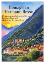 Homage an Hermann Hesse- KI-Kunst angelehnt an den Stil von Hermann Hesse mit Zitaten von Hermann Hesse (Wandkalender 2024 DIN A2 hoch), CALVENDO Mona