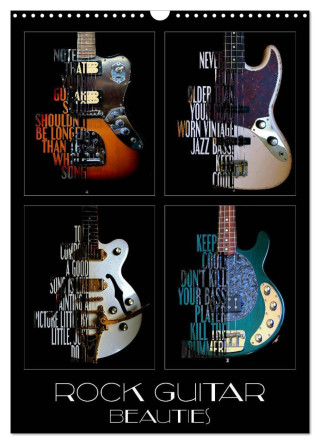 Rock Guitar Beauties (Wall Calendar 2024 DIN A3 portrait), CALVENDO 12 Month Wall Calendar