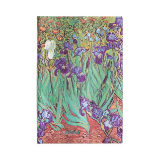 Paperblanks 2024 Van Gogh's Irises 12-Month Mini Horizontal Elastic Band Closure 160 Pg 100 GSM