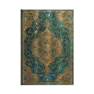 Paperblanks 2024 Turquoise Chronicles 12-Month Grande Vertical Elastic Band Closure 160 Pg 100 GSM