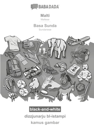 BABADADA black-and-white, Malti - Basa Sunda, dizzjunarju bl-istampi - kamus gambar