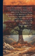 Lista De Nombres Vulgares Y Botánicos De Árboles Y Arbustos Propios Para Repoblar Los Bosques De La República, Acompa?ados De La Indicación De Los Cli