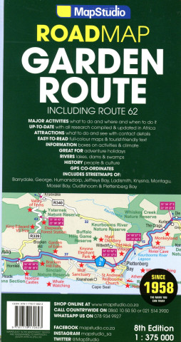 Garden Route & Route 62 Touristische Landkarte 1:300.000 / 1:20.000