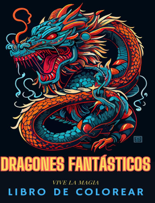 Libro de colorear para adultos de dragones de fantasía (Japan Style)