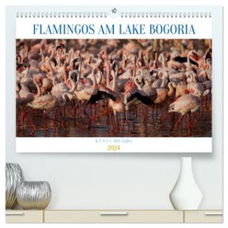 Flamingos am Lake Bogoria - Kenia (hochwertiger Premium Wandkalender 2024 DIN A2 quer), Kunstdruck in Hochglanz