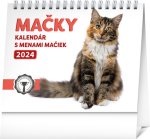 Mačky s menami mačiek 2024 - stolový kalendár