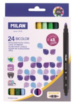 Flamastry BICOLOR dwustronne 24 szt. 48 kolorów