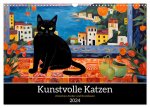Kunstvolle Katzen (Wandkalender 2024 DIN A3 quer), CALVENDO Monatskalender