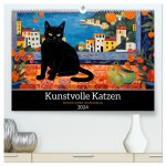 Kunstvolle Katzen (hochwertiger Premium Wandkalender 2024 DIN A2 quer), Kunstdruck in Hochglanz